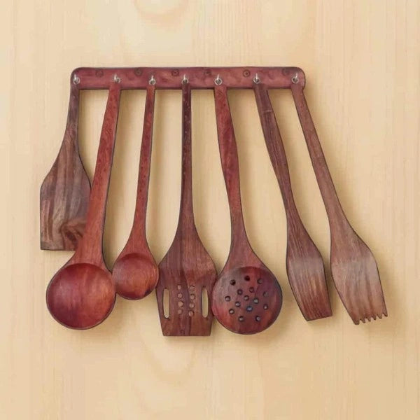 Kitchen Utensils Set, Wooden Cooking Utensil Set of 7