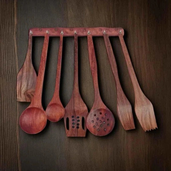 Kitchen Utensils Set, Wooden Cooking Utensil Set of 7