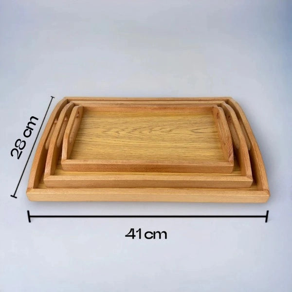 3-Pcs Wooden Tray Set – Handmade & Water Proof