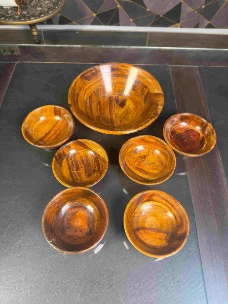 Wooden Crafted Bowl Set of 7 Pcs